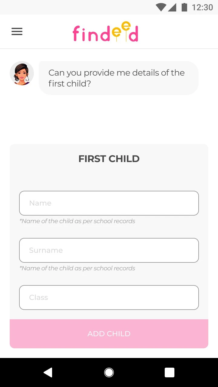 First child details form